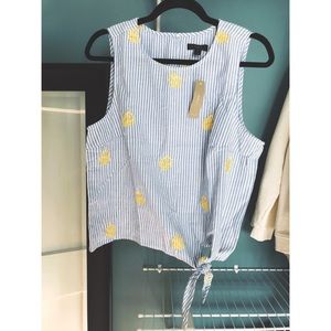j. crew | embroidered pineapple side-tie top